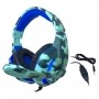 Headset Gamer TecDrive C/ Led e Controle Vol. Camuflado Agua/Azul/Preto - Naval PX6