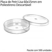 Placa de Petri Lisa em Poliestireno Descartável 60x15mm - Pacote com 420 unidades