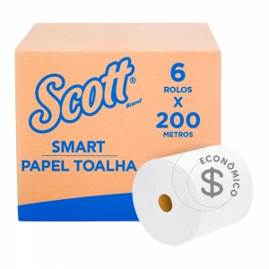 Papel Toalha Scott Smart Folhas Simples - Caixa com 6 Rolos