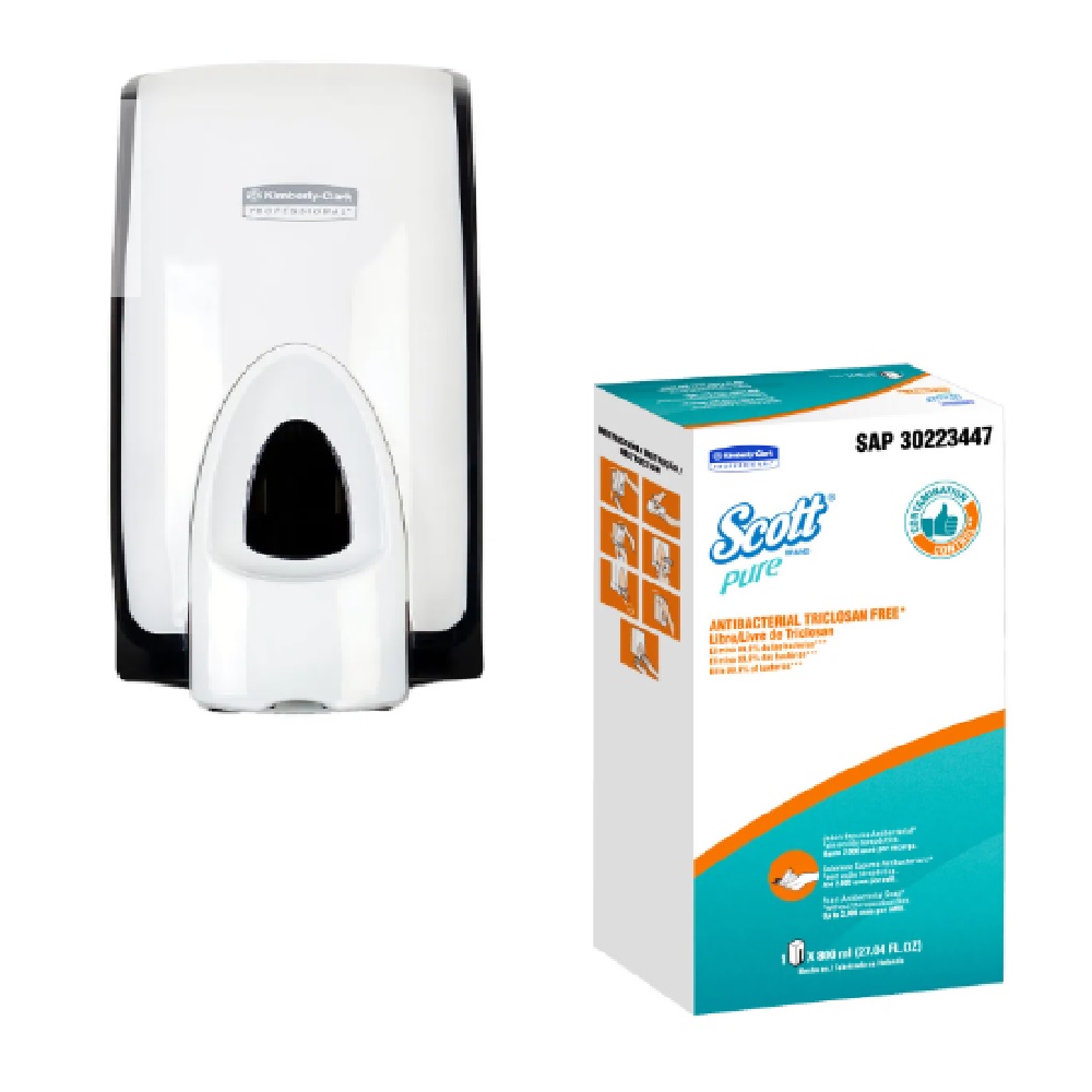 Kit Saboneteira Bactericida Scott® + Dispenser MOD em Espuma Manual 800mL