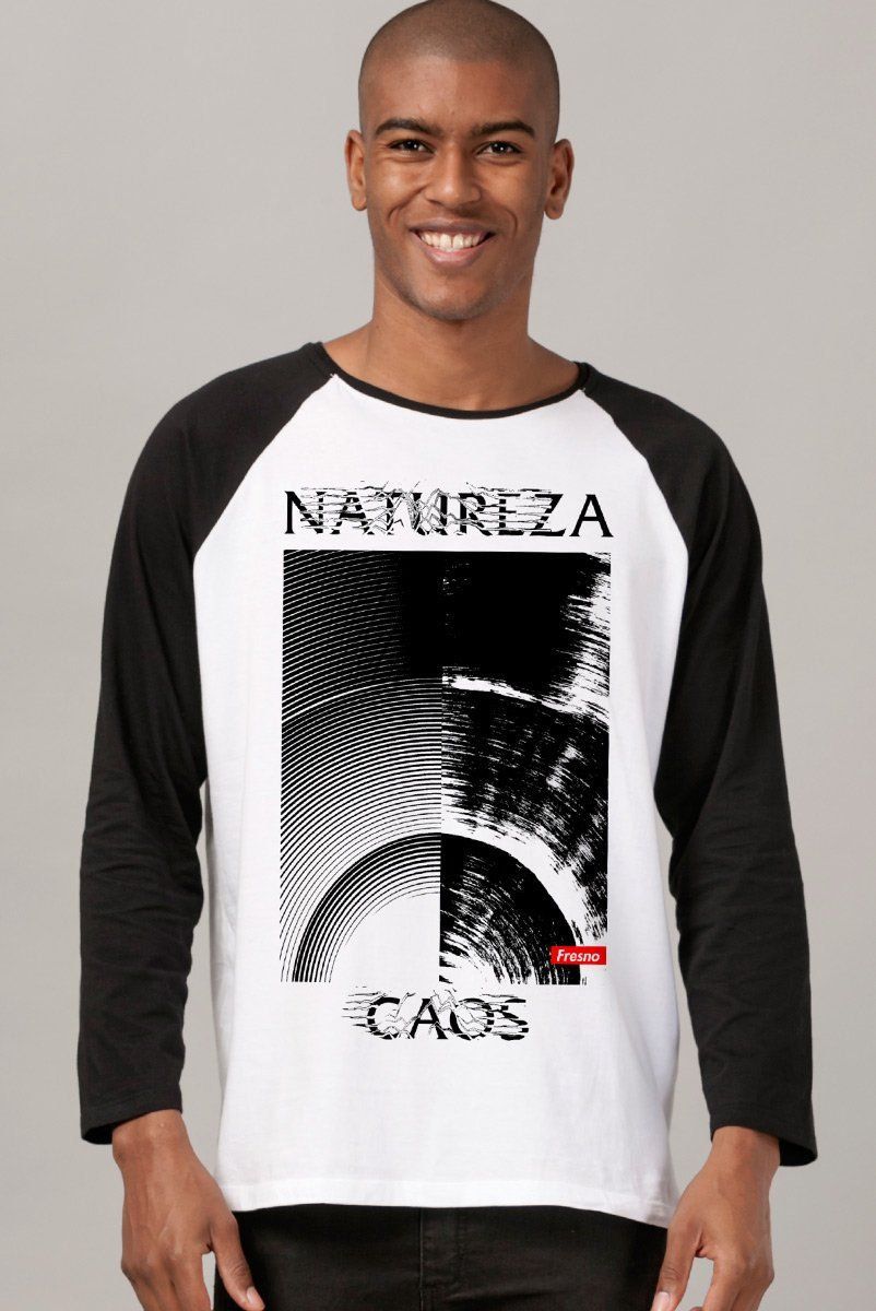 Camiseta Manga Longa Masculina Fresno Natureza Caos Texture