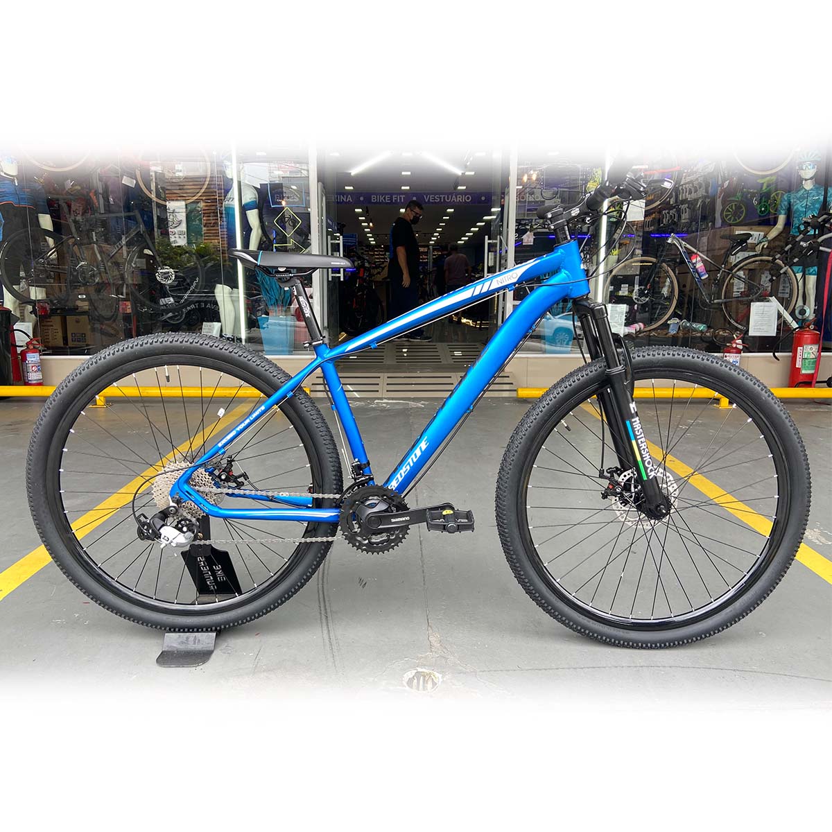Bicicleta Redstone Nitro Shimano Tourney 24V Freio a Disco Azul Fosca