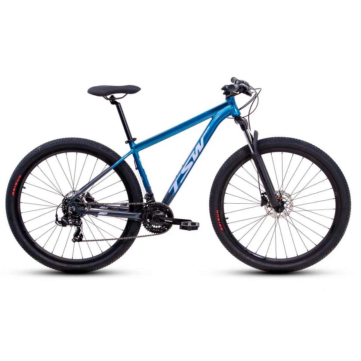 Bicicleta TSW Ride Plus Aro 29 Shimano 21V Freio Hidraulico Azul e Cinza