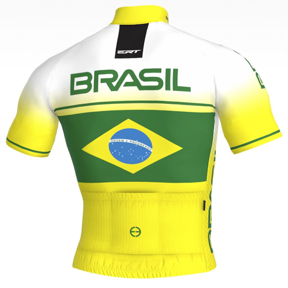 Camisa Ert Elite Racing Brasil Amarela E Branca Ciclismo