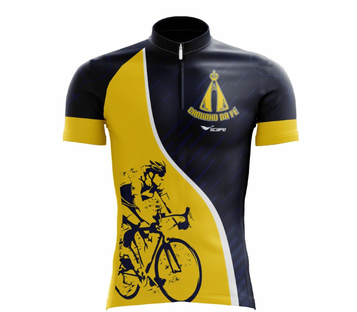 Camisa Scape Caminho Da Fe Azul E Amarela Ciclismo