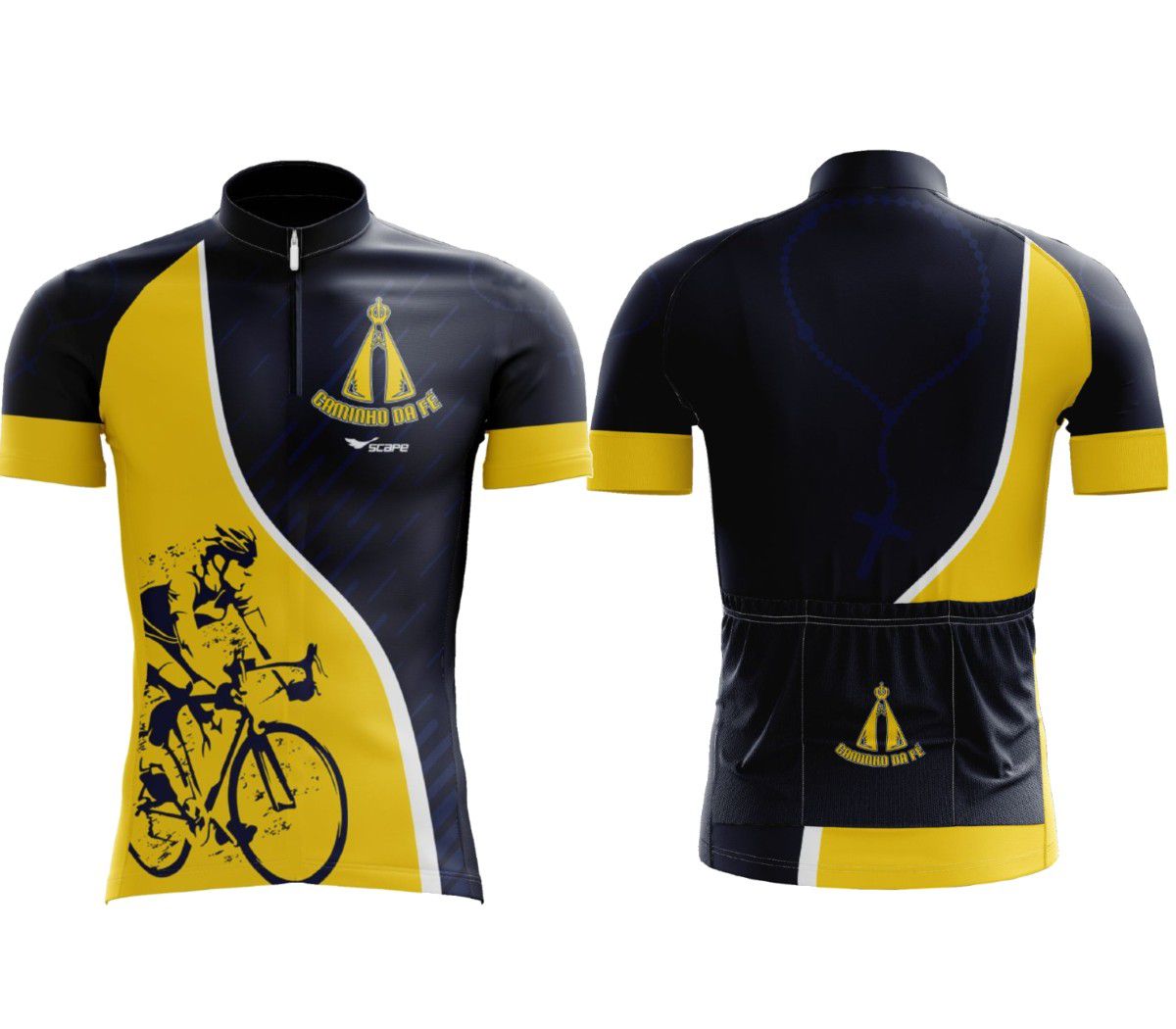 Camisa Scape Caminho Da Fe Azul E Amarela Ciclismo