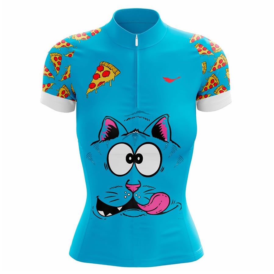 Camisa Scape Feminina Pizza Cat Azul