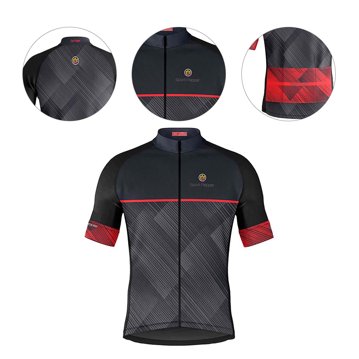 Camisa Sport Pepper Masculina Bell Cinza e Vermelha Ciclismo 22