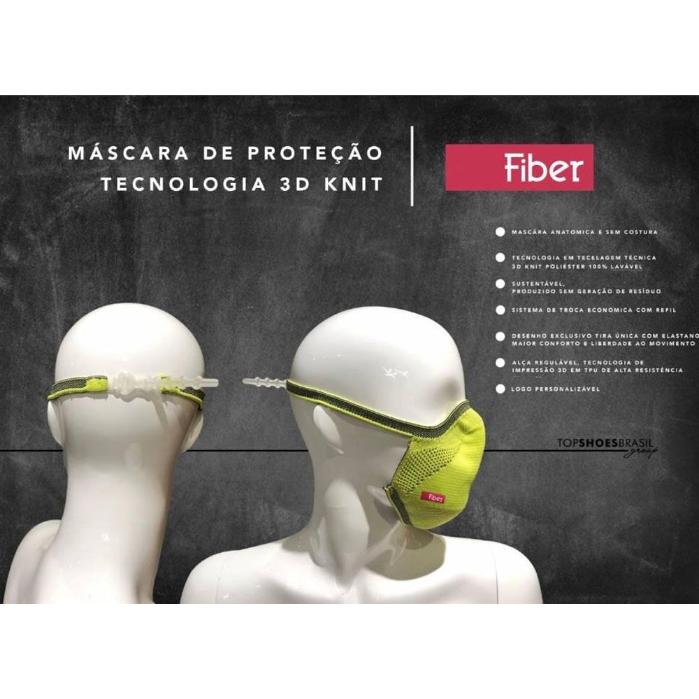 MASCARA DE PROTECAO FIBER KNIT ROSA TECNOLOGIA 3D LAVAVEL COM FILTRO