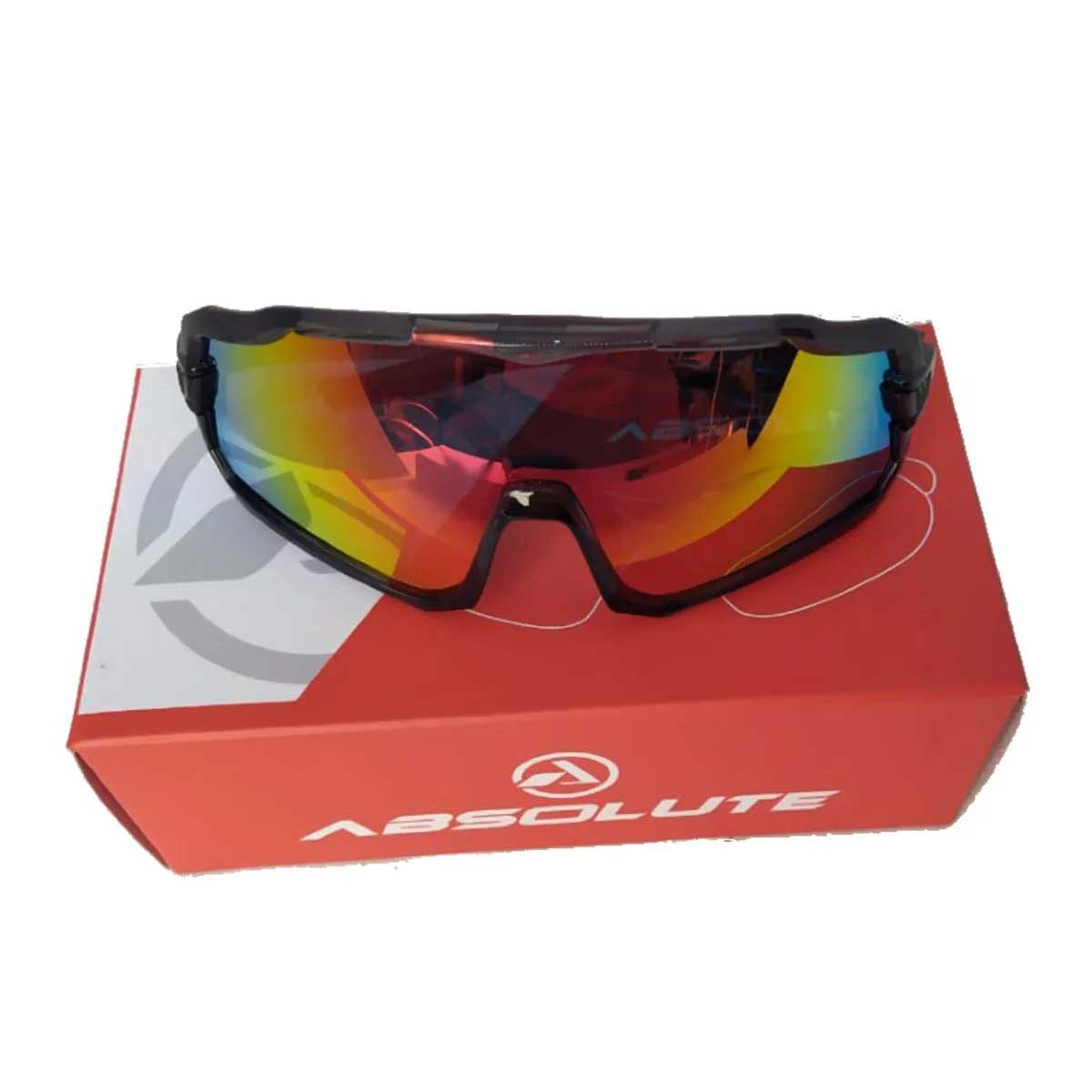 Oculos Para Ciclismo Absolute Wild Cinza Lente Vermelha Espelhada Uv 400