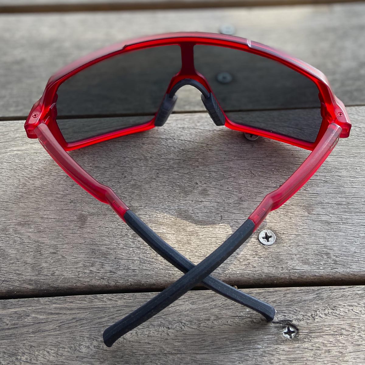 Oculos para Ciclismo HB Grinder Vermelho Escuro Fosco Lente Laranja Chrome Espelhada