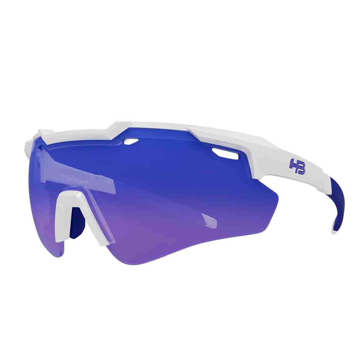 Oculos Para Ciclismo HB Shield Evo 2.0 Branco Pearled White Lente Azul Chrome Espelhada