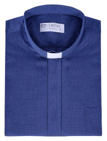 Camisa Clerical Tradicional Azul Mescla Manga Curta CT067 *