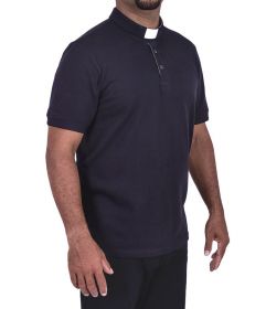 Camisa Clerical Estilo Polo Preta PL001