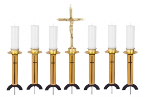 Conjunto Crucifixo e 6 Castiçais Mod 2