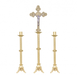 Conjunto Crucifixo e Castiçal 140 com 2 Castiçais e 1 Crucifixo