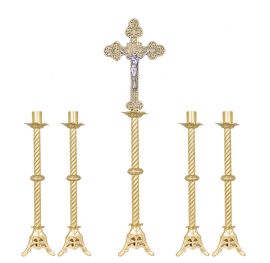 Conjunto Crucifixo e Castiçal 140 com 4 Castiçais e 1 Crucifixo