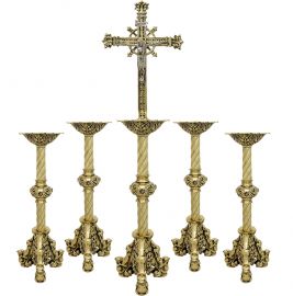 Conjunto Crucifixo e Castiçal 143 com 4 Castiçais e 1 Crucifixo