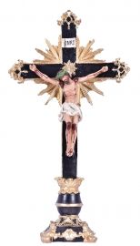 Crucifixo de Mesa Ornado Resina 40 cm