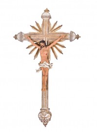 Crucifixo de Parede Ornado Resina Bege 46 cm