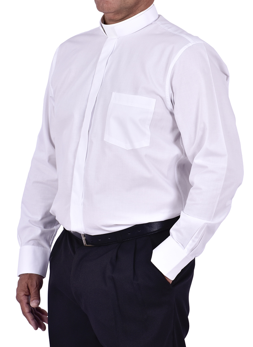 Camisa Clerical Romana Manga Longa Branca CR168