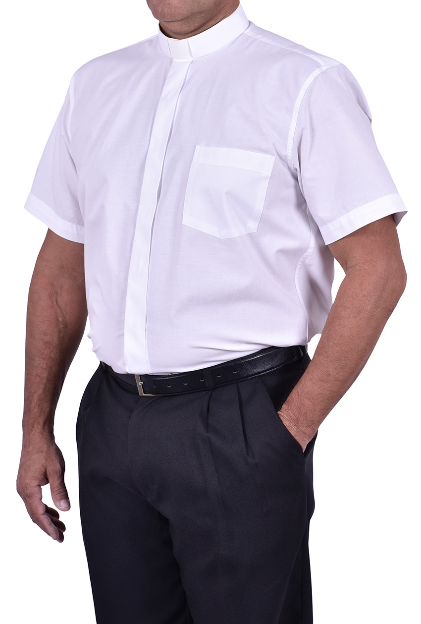 Camisa Clerical Tradicional Manga Curta Branca CT067