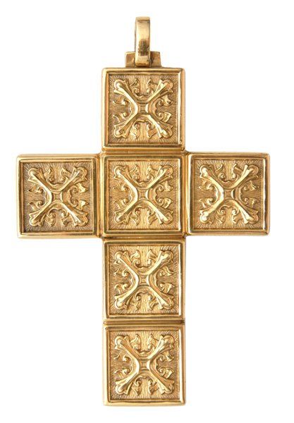 Cruz Peitoral de Prata Maciça Quadrado Estilizados banhado a Ouro CP3046