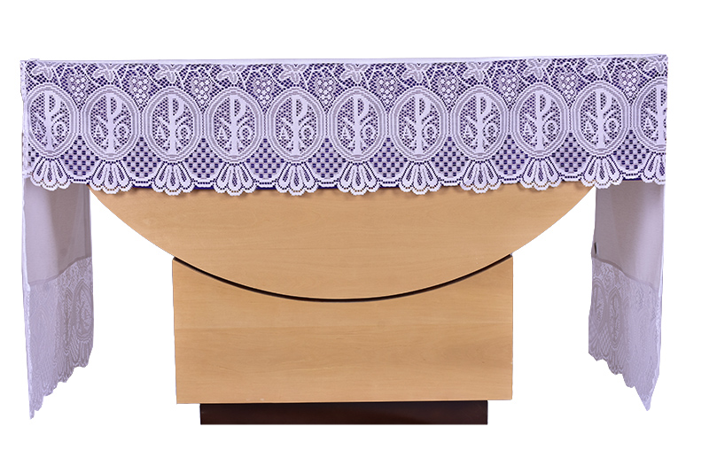 Toalha Altar 075 Frontal Renda Litúrgica PX 30cm até 5m com forro removível
