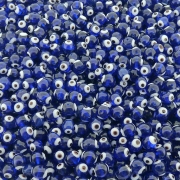 Entremeio Bolinha Olho Grego de Murano - Azul - 8mm - 100pçs