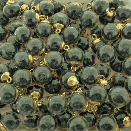 Garrafinha de Vidro com ABS Dourado e Paetês Estrela Preto - 2.1cm - 10pçs