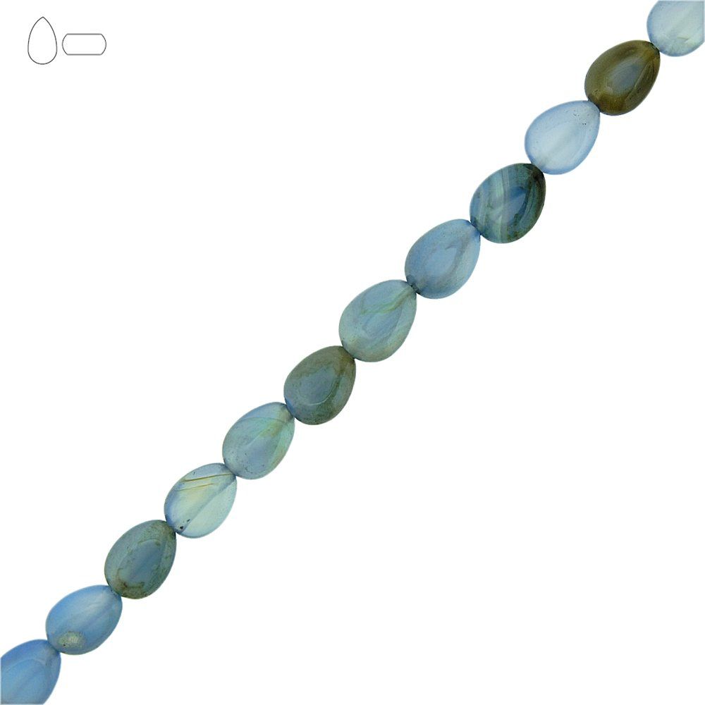 Fio de Gotas de Ágata Azul - 10mm - 40cm  - Nathalia Bijoux®