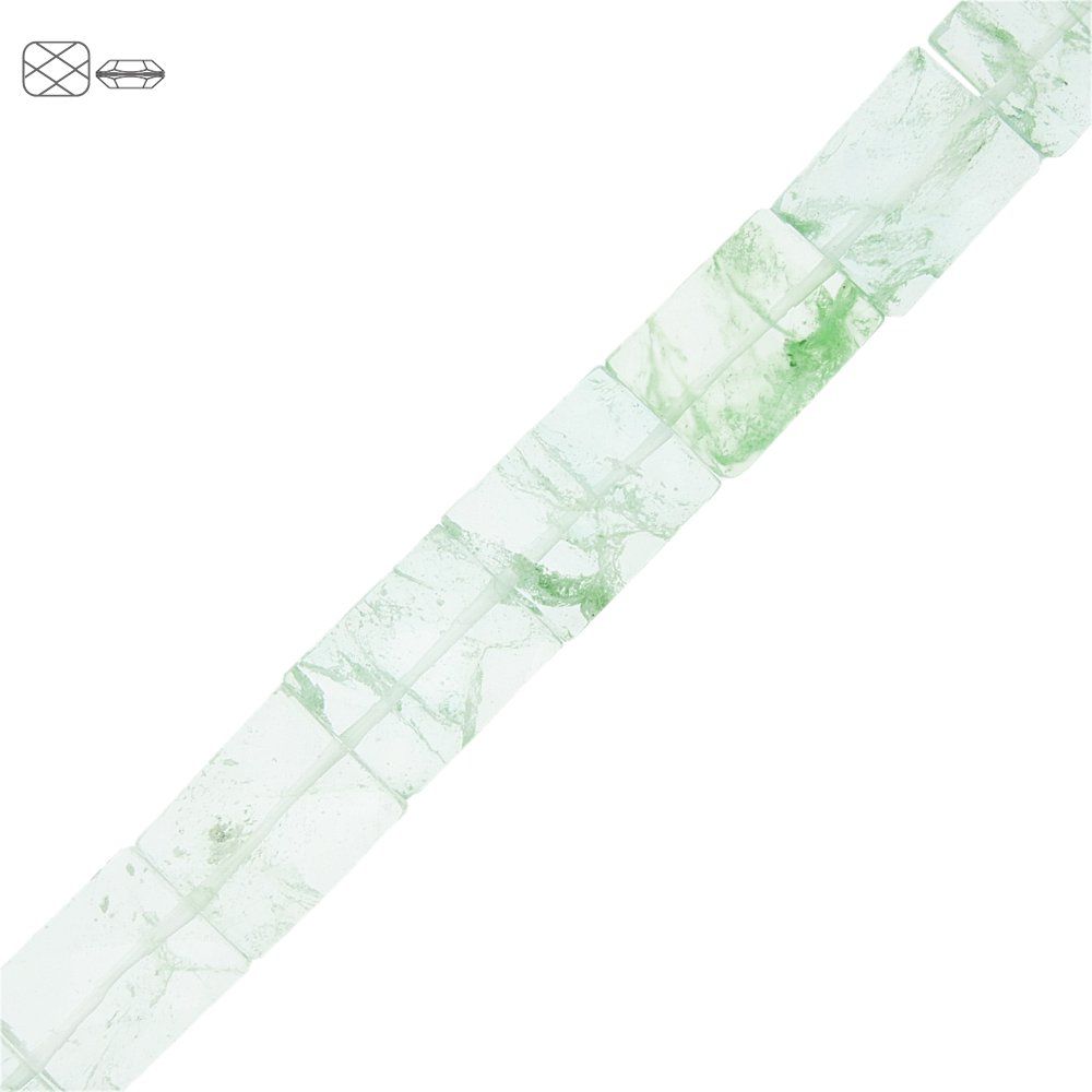 Fio de Pastilhas Retangulares Facetadas de Vidro - Variado Fashion Green - 20mm - 40cm  - Nathalia Bijoux®