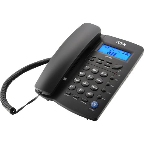 Telefone com Fio Identificador de Chamadas TCF-3000 Preto ELGIN