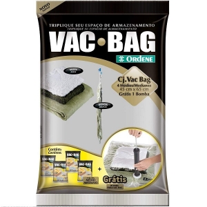 Conjunto Saco para Armazenagem a Vacuo VAC BAG 4 Medios + Bomba Ordene OR56300