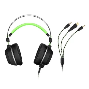 Fone de Ouvido Headset Warrior ARCO USB P2 Preto e Verde Multilaser PH225