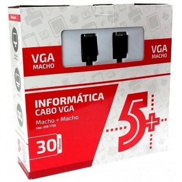 Cabo VGA + VGA 30 Metros com Filtro Preto 018-7730 5+