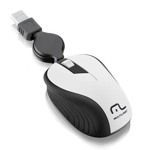 Mouse Multilaser Emborrachado Retratil Branco MO234