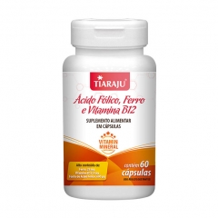 Ácido Fólico + Ferro + Vitamina B12 - 60 Cápsulas - Tiaraju
