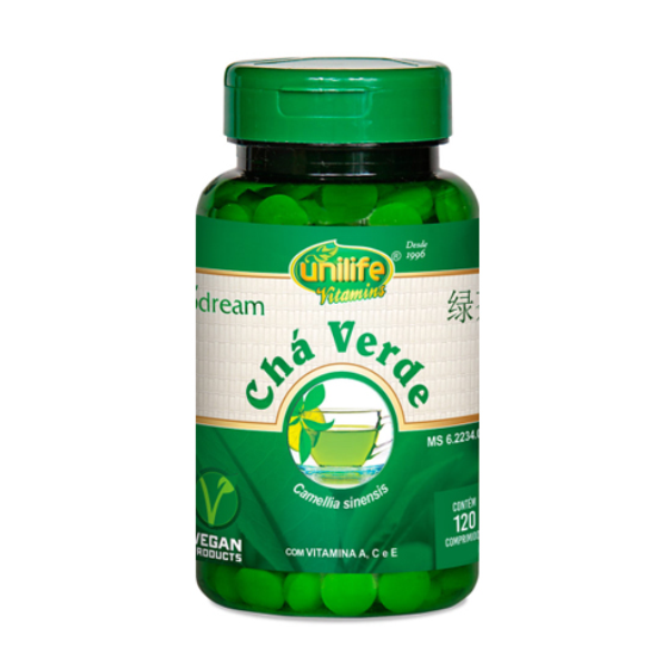 Chá Verde com Vitaminas A, C e E - 120 Comprimidos - Unilife