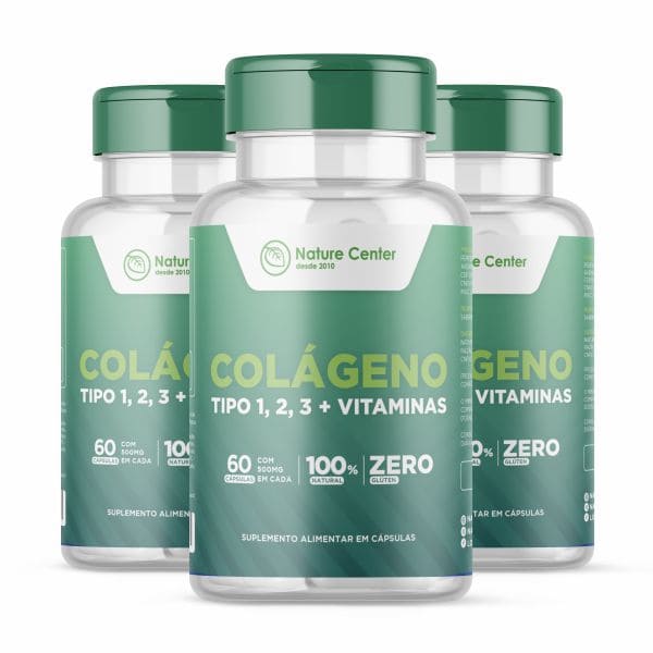 Colágeno Tipo 1, 2 e 3 + Vitaminas - Promoção 3 Unidades - Nature Center