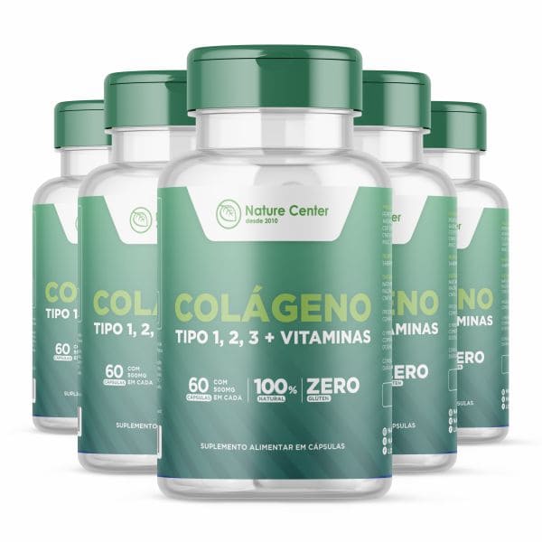Colágeno Tipo 1, 2 e 3 + Vitaminas - Promoção 5 Unidades - Nature Center