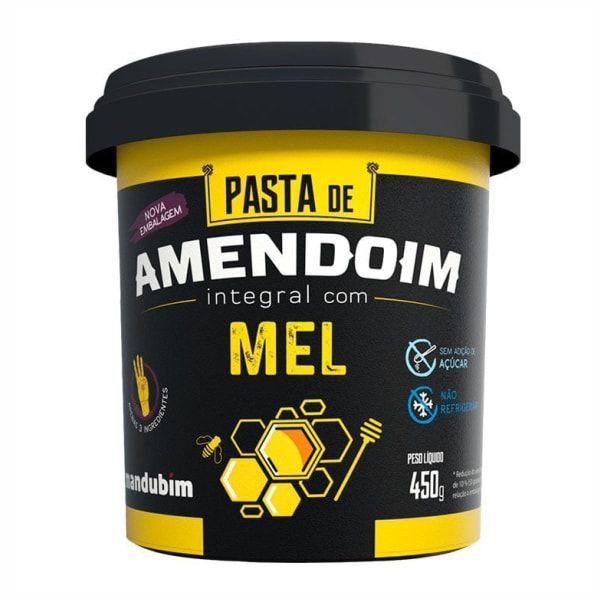 Pasta de Amendoim Integral c/ Mel - 450g - Mandubim
