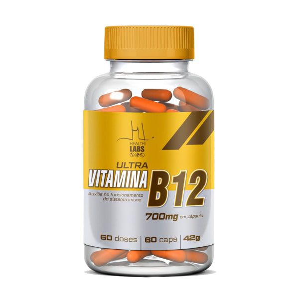 Vitamina B12 (Cianocobalamina) - 60 Cápsulas - Health Labs