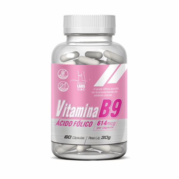 Vitamina B9 (Ácido Fólico) - 60 Cápsulas - Health Labs