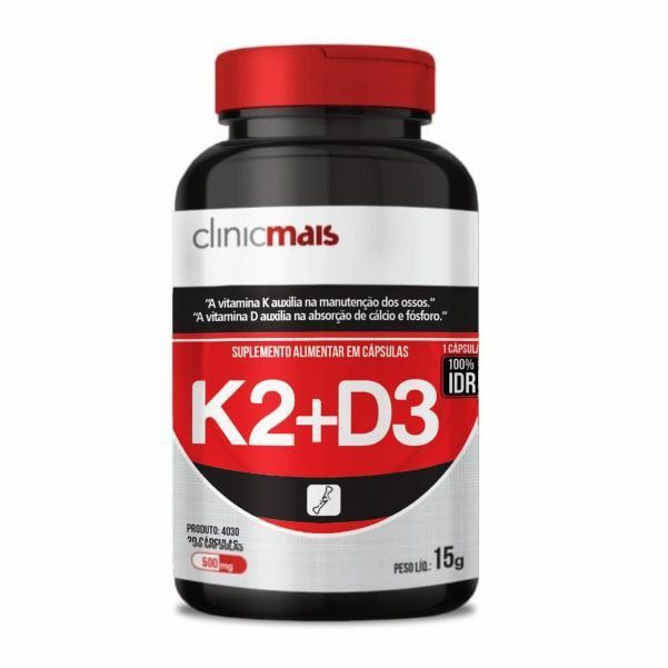 Vitamina K2 + D3 - 30 Cápsulas - ClinicMais