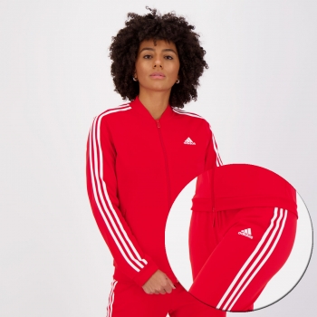 Agasalho Adidas Essentials 3S Feminino Vermelho