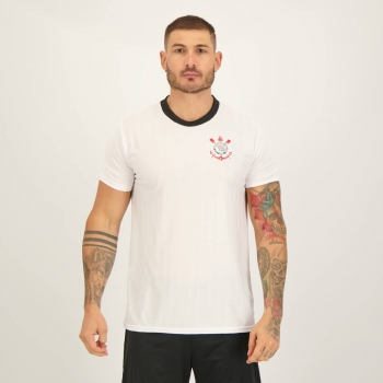 Camisa Corinthians Escudo Branca e Preta