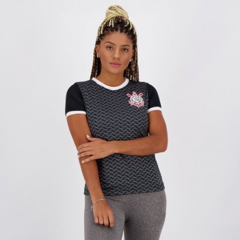 Camisa Corinthians Estado Feminina Preta