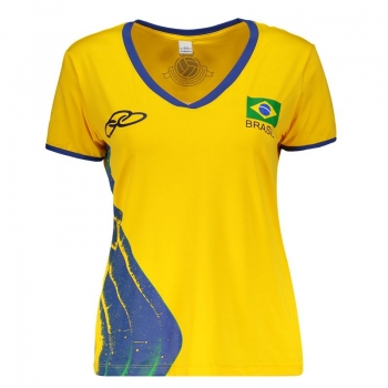 Camisa Olympikus Brasil Vôlei CBV 2016 Feminina Amarela