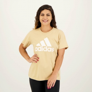 Camiseta Adidas Big Logo Feminina Bege e Branca